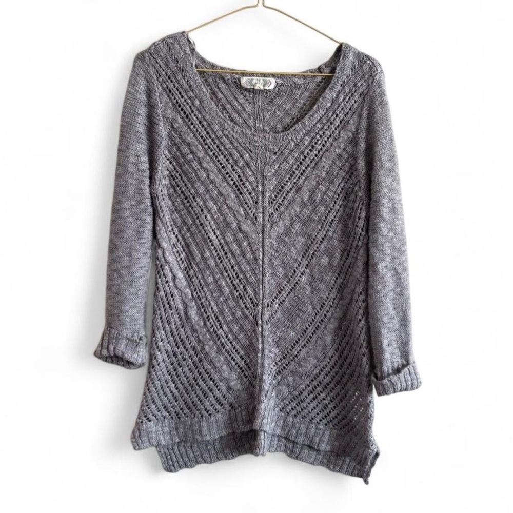 Gray Loose Fit Bobo Knit Sweater Size Large